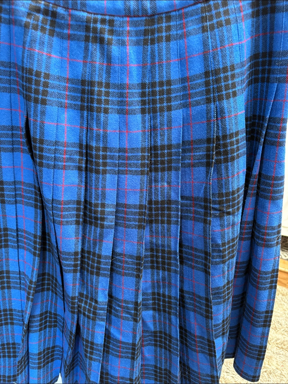 Pendleton Blue Plaid Wool Skirt with Red Trim - Picture 2 of 3